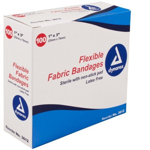 Flexible Fabric Adhesive Strip Bandages Latex Free 1" x 3", 100/bx